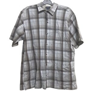 VAN HEUSEN Mens Plaid Short‎ Sleeve Button Up Shirt Size L 16-16.5
